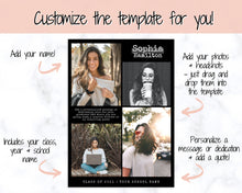 Load image into Gallery viewer, Graduation Announcement Card Template, Senior & High School Grad Announcement, Class of 2021 Invitation, Yearbook, Photo Card Tribute, Canva | Style 2