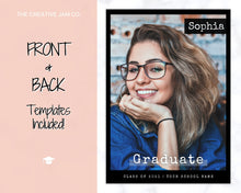 Load image into Gallery viewer, Graduation Announcement Card Template, Senior & High School Grad Announcement, Class of 2021 Invitation, Yearbook, Photo Card Tribute, Canva | Style 2