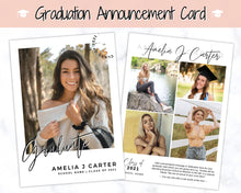 Load image into Gallery viewer, Graduation Announcement Card Template, Senior & High School Grad Announcement, Class of 2021 Invitation, Yearbook, Photo Card Tribute, Canva | Style 5