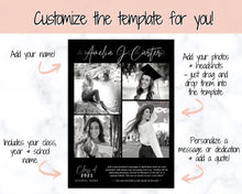 Load image into Gallery viewer, Graduation Announcement Card Template, Senior & High School Grad Announcement, Class of 2021 Invitation, Yearbook, Photo Card Tribute, Canva | Style 6