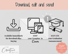 Load image into Gallery viewer, Graduation Announcement Card Template, Senior & High School Grad Announcement, Class of 2021 Invitation, Yearbook, Photo Card Tribute, Canva | Style 6