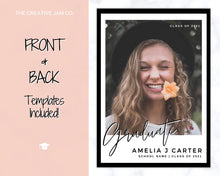Load image into Gallery viewer, Graduation Announcement Card Template, Senior & High School Grad Announcement, Class of 2021 Invitation, Yearbook, Photo Card Tribute, Canva | Style 7