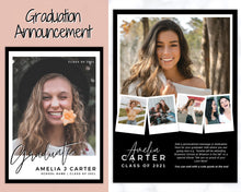 Load image into Gallery viewer, Graduation Announcement Card Template, Senior & High School Grad Announcement, Class of 2021 Invitation, Yearbook, Photo Card Tribute, Canva | Style 7