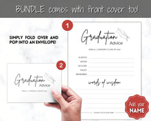 Load image into Gallery viewer, Graduation Party Card, EDITABLE Advice & Wishes, Advice Poster Template, Graduate Words of Wisdom, College, High School Grad, Class of 2022, SHEET