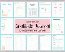 Load image into Gallery viewer, Gratitude Journal Printable BUNDLE! Mindfulness Log, Gratitude Template, Self Care Planner, Daily Journal for Women, Gratitude Jar, Wellness | Colorful Sky