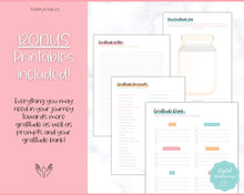 Load image into Gallery viewer, Gratitude Journal Printable BUNDLE! Mindfulness Log, Gratitude Template, Self Care Planner, Daily Journal for Women, Gratitude Jar, Wellness | Colorful Sky