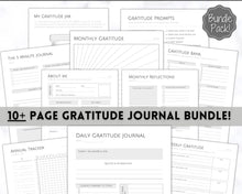 Load image into Gallery viewer, Gratitude Journal Printable BUNDLE! Mindfulness Log, Gratitude Template, Self Care Planner, Daily Journal for Women, Gratitude Jar, Wellness | Monochrome