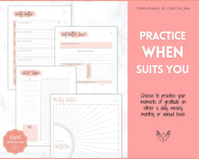Load image into Gallery viewer, Gratitude Journal Printable BUNDLE! Mindfulness Log, Gratitude Template, Self Care Planner, Daily Journal for Women, Gratitude Jar, Wellness | Pink Watercolor