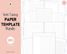 Load image into Gallery viewer, Grid, Line, Dot Paper Printables, Note-Taking Templates, Graph Paper Notebook, Dot Journal Dotted, Cornell Notes, Student Digital Notetaking