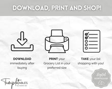 Load image into Gallery viewer, Grocery List, Master Grocery List Printable, Weekly Shopping List, Meal Planner Checklist, Grocery PDF, Kitchen Organization Template | Mono