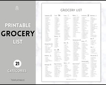 Load image into Gallery viewer, Grocery List, Master Grocery List Printable, Weekly Shopping List, Meal Planner Checklist, Grocery PDF, Kitchen Organization Template | Mono