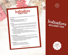 Load image into Gallery viewer, Holiday Family Feud Game! Christmas Family Quiz Game, Printable Xmas Party Game, Virtual Fun Activity, Kids Adults, Office, Fortunes, Trivia