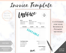 Load image into Gallery viewer, INVOICE TEMPLATE Order Form, EDITABLE Custom Receipt Template, Printable Customer Sales Order Invoice, Receipt Invoice Business form planner | Style 15