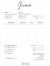 Load image into Gallery viewer, INVOICE TEMPLATE Order Form, EDITABLE Custom Receipt Template, Printable Customer Sales Order Invoice, Receipt Invoice Business form planner | Style 2