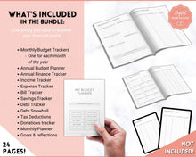 Load image into Gallery viewer, Income and Expenses Tracker BUNDLE with Savings & Bill Tracker, Budget Planner Printable Templates, Bills, Spending, Personal Finance Planner Binder