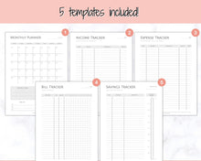 Load image into Gallery viewer, Income and Expenses Tracker BUNDLE with Savings & Bill Tracker, Budget Planner Printable Templates, Bills, Spending, Personal Finance Planner Binder