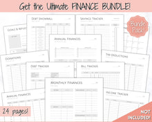 Load image into Gallery viewer, Income and Expenses Tracker BUNDLE with Savings & Bill Tracker, Budget Planner Printable Templates, Bills, Spending, Personal Finance Planner Binder