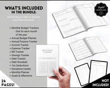 Load image into Gallery viewer, Income and Expenses Tracker BUNDLE with Savings & Bill Tracker, Budget Planner Printable Templates, Bills, Spending, Personal Finance Planner Binder | Mono