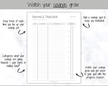 Load image into Gallery viewer, Income and Expenses Tracker BUNDLE with Savings & Bill Tracker, Budget Planner Printable Templates, Bills, Spending, Personal Finance Planner Binder | Mono