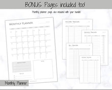 Load image into Gallery viewer, Income and Expenses Tracker BUNDLE with Savings & Bill Tracker, Budget Planner Printable Templates, Bills, Spending, Personal Finance Planner Binder | Mono
