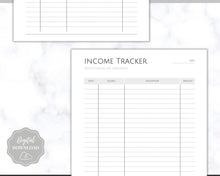 Load image into Gallery viewer, Income and Expenses Tracker BUNDLE with Savings & Bill Tracker, Budget Planner Printable Templates, Bills, Spending, Personal Finance Planner Binder | Mono