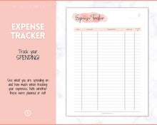 Load image into Gallery viewer, Income and Expenses Tracker BUNDLE with Savings & Bill Tracker, Budget Planner Printable Templates, Bills, Spending, Personal Finance Planner Binder | Pink Watercolor