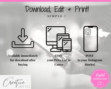 Load image into Gallery viewer, Instagram Template PRICE LIST Instagram Story! Canva Price List Template, Beauty, Lashes, IG Stories, Highlights, Marketing, Social Media | Beauty Lashes