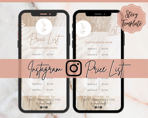 Instagram Template PRICE LIST Instagram Story! Canva Price List Template for feed, IG Stories, Highlights. Instagram Marketing, Social Media | Lifestyle Brown