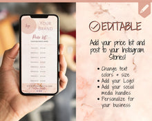 Load image into Gallery viewer, Instagram Template PRICE LIST Instagram Story! Price List Template for your feed, IG Stories, Highlights. Instagram Marketing, Social Media | Nude Marble
