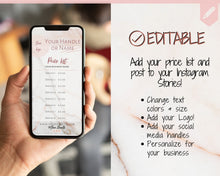 Load image into Gallery viewer, Instagram Template PRICE LIST Instagram Story! Price List Template for your feed, IG Stories, Highlights. Instagram Marketing, Social Media | Pink & Grey Marble