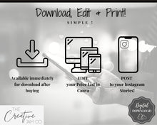 Load image into Gallery viewer, Instagram Template PRICE LIST Instagram Story! Price List Template for your feed, IG Stories, Highlights. Instagram Marketing, Social Media | Pink & Grey Marble