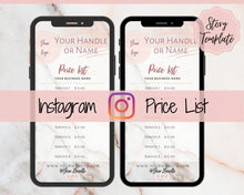 Load image into Gallery viewer, Instagram Template PRICE LIST Instagram Story! Price List Template for your feed, IG Stories, Highlights. Instagram Marketing, Social Media | Pink & Grey Marble