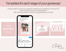 Load image into Gallery viewer, Instagram Theme - GIVEAWAY Post Templates! Social Media Engagement Booster, Small Business Feed, Instagram Frame, Canva, Coaching Marketing | Pink