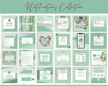 Load image into Gallery viewer, Instagram Theme - NOTIFICATION post Templates! Social Media Engagement Booster, Reminders Feed, Instagram Frame Quote, Canva Theme, Coaching | Green