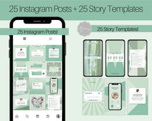 Load image into Gallery viewer, Instagram Theme - NOTIFICATION post Templates! Social Media Engagement Booster, Reminders Feed, Instagram Frame Quote, Canva Theme, Coaching | Green