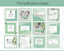 Load image into Gallery viewer, Instagram Theme - NOTIFICATION post Templates! Social Media Engagement Booster, Reminders Feed, Instagram Frame Quote, Canva Theme, Coaching | Green