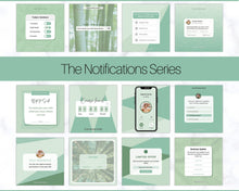 Load image into Gallery viewer, Instagram Theme - NOTIFICATION post Templates! Social Media Engagement Booster, Reminders Feed, Instagram Frame Quote, Canva Theme, Coaching | Green