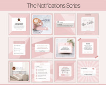 Load image into Gallery viewer, Instagram Theme - NOTIFICATION post Templates! Social Media Engagement Booster, Reminders Feed, Instagram Frame Quote, Canva Theme, Coaching | Pink