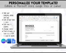 Load image into Gallery viewer, Invoice Template, EDITABLE Receipt Form, Small Business, Receipt Order, Job Estimate Form, Word, Canva, Google Docs, Quote, Proposal