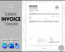 Load image into Gallery viewer, Invoice Template, EDITABLE Receipt Form, Small Business, Receipt Order, Job Estimate Form, Word, Canva, Google Docs, Quote, Proposal