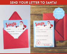 Load image into Gallery viewer, Letter to Santa Claus, BLUE Kids Christmas Wish List Printable, Father Christmas Letter, Dear Santa Letter, Holidays, North Pole Mail, Nice List