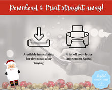 Load image into Gallery viewer, Letter to Santa Claus, BLUE Kids Christmas Wish List Printable, Father Christmas Letter, Dear Santa Letter, Holidays, North Pole Mail, Nice List