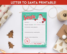 Load image into Gallery viewer, Letter to Santa Claus, GREEN Kids Christmas Wish List Printable, Father Christmas Letter, Dear Santa Letter, Holidays, North Pole Mail, Nice List