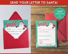 Load image into Gallery viewer, Letter to Santa Claus, GREEN Kids Christmas Wish List Printable, Father Christmas Letter, Dear Santa Letter, Holidays, North Pole Mail, Nice List