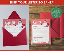 Load image into Gallery viewer, Letter to Santa Claus, RED Kids Christmas Wish List Printable, Father Christmas Letter, Dear Santa Letter, Holidays, North Pole Mail, Nice List