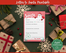 Load image into Gallery viewer, Letter to Santa Claus, RED Kids Christmas Wish List Printable, Father Christmas Letter, Dear Santa Letter, Holidays, North Pole Mail, Nice List