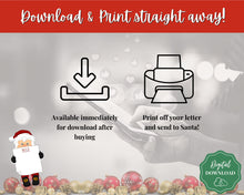 Load image into Gallery viewer, Letter to Santa Claus, RED Kids Christmas Wish List Printable, Father Christmas Letter, Dear Santa Letter, Holidays, North Pole Mail, Nice List