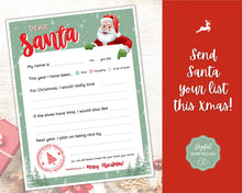 Load image into Gallery viewer, Letter to Santa Claus, SAGE Kids Christmas Wish List Printable, Father Christmas Letter, Dear Santa Letter, Holidays, North Pole Mail, Nice List
