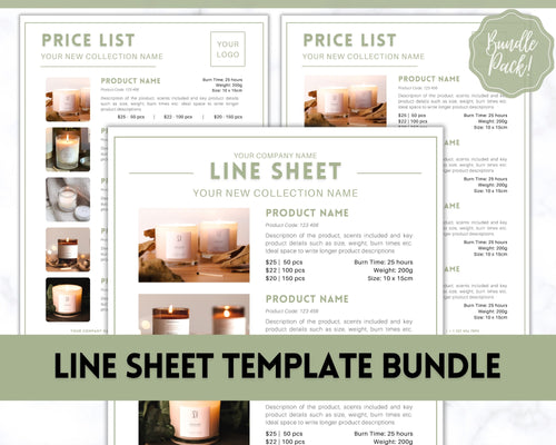 Line Sheet Template, Wholesale Catalog, Editable Wholesale Template, Product Sales Sheet, Price List Template, Canva Linesheet Catalogue | Green