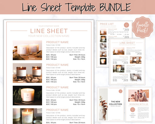 Line Sheet Template, Wholesale Catalog, Editable Wholesale Template, Product Sales Sheet, Price List Template, Canva Linesheet Catalogue | Pink Style 1